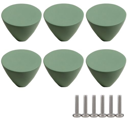 ZESLIV Lot de 6 boutons de meubles en alliage de zinc Bouton de tiroir Bouton de porte d'armoire 30 mm Bouton de meuble pour chambre d'enfant Vert