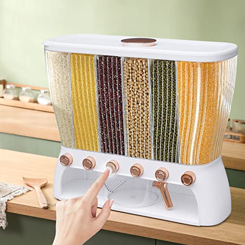 HauTour Dispenser Per Cereali Con 6 Griglie, Secchio Da Viaggio Trasparente, 10 Kg, Grado Alimentare
