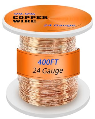 UCINNOVATE 24 Gauge Copper Wire, 99.9% Pure Copper Wire for Jewelry Making, 122m/400ft Full Round Solid Copper Coil Wire for Craft, Plants