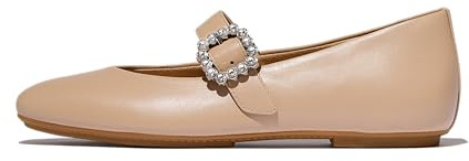 Fitflop Delicato Crystal-Buckle Leather Mary Janes Zapatos Planos Mary JaneMujer