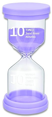 Sanduhren Zeitmesser, Buntes Glas Timer, Küchentimer Stundengläser, Zähneputzen Zeitanzeige Zeitmesser, Sanduhr 10 Minuten, für Küchen, Klassenzimmern, Zuhause Büro Dekoration, Lila
