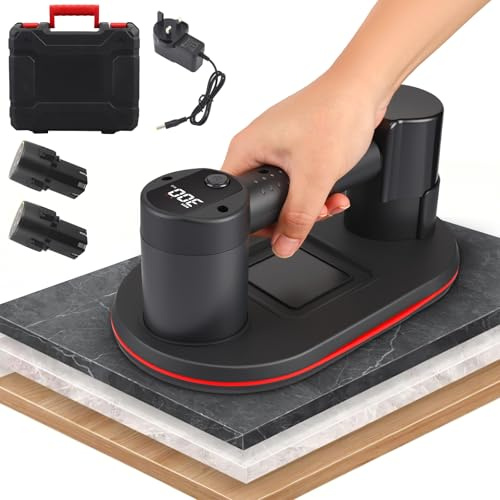 Ventose per Piastrelle, Ventosa a Batteria, Ventose per Piastrelle, Vetro, Marmo con Display LCD, 2 Motori da 4500 mAh, 300kg Potenza di Aspirazione, Maglione Sudorato per Superfici Ruvide (Blu)