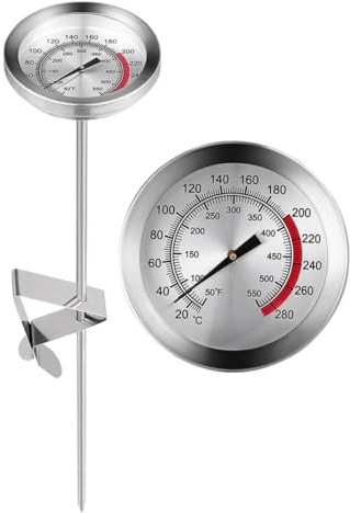RORPOIR Termómetro de Cocina Inoxidable Termómetro de Precisión para Carne y Freír de Temperatura para Barbacoa y Uso Cocina
