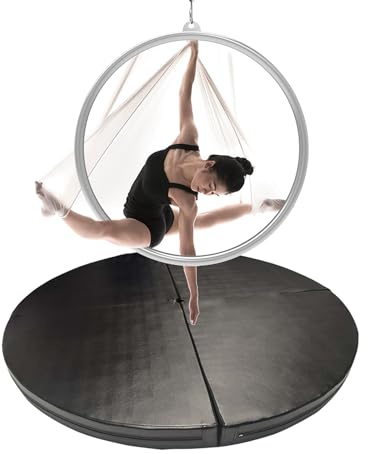 Pole Dance-matta, bärbar mottagningsmatta för luftring och poldans, 1,25 cm tjock säkerhetsmatta, hopfällbar gymnastikmatta, svart, 150 cm x 3 cm (