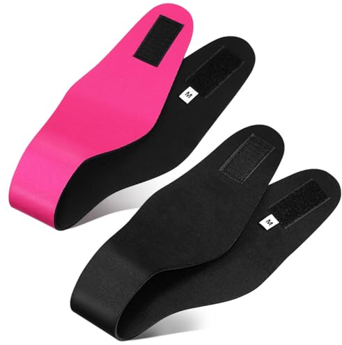 Holibanna Lot de 2 Bandeaux de Natation pour Garçons et Filles, Taille Moyenne, Couleurs Noir et Rose Fuchsia, Serrage-têtes Élastiques de Protection Auditive Réutilisables et Lavables,