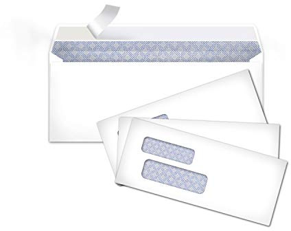 Amazon Basics #9 Security Tinted Double Window Envelopes for Invoices and Documents, Self-Seal, 3-7/8 x 8-7/8, White, 500-Pack