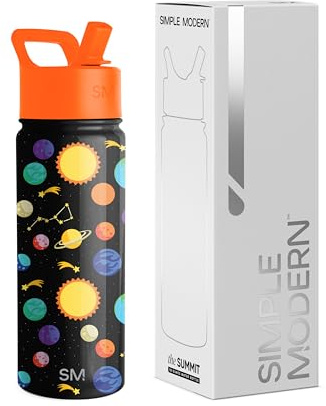 Simple Modern vattenflaska för barn med sugrör | Isolerat rostfritt stål återanvändbar glas för skola, flickor, pojkar | Summit Collection | 530 ml | Solsystem