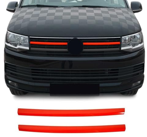 Parrilla de radiador compatible con VW T6 Transporter 2015-2019 Highline acero inoxidable rojo 2 x