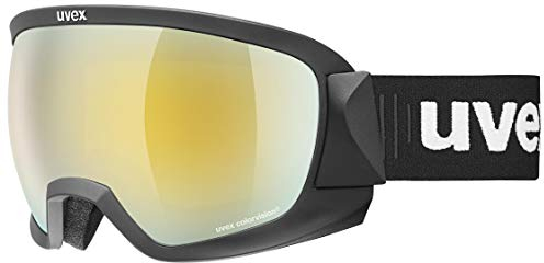 uvex contest CV - Skibrille für Damen und Herren - konstraststeigernd - verzerrungsfreie Sicht - black matt/gold-green - one size