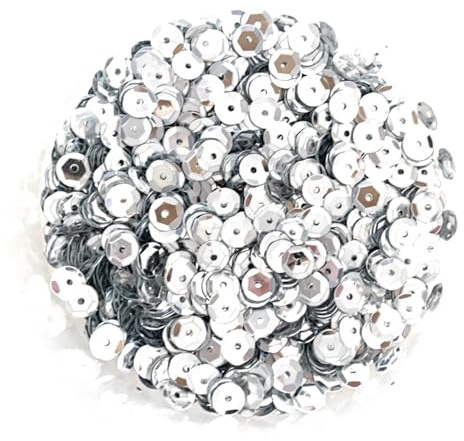 Angel Malone 15g Approx 1200 pcs. 6-7mm in Diameter Premium Quality Cup Sequins DIY Arts Crafts Making - UK Seller (Silver)