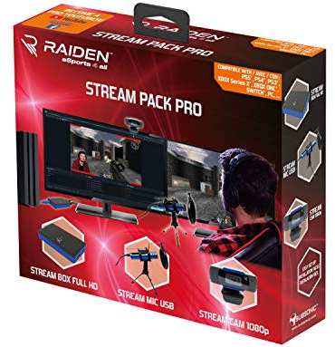 Subsonic Raiden - Zubehörpaket für Streaming-Gamer und Youtubers, Full HD Video Capture Box, Mikrofon, HD-Kamera - PS4, PS5, Xbox serie x: Xbox One, Umschalter, PC