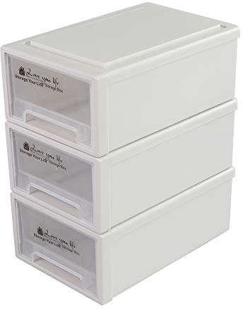 Easymanie 6 L Cassettiera Impilabile, Set da 3 Cassettiere di Stoccaggio in Plastica