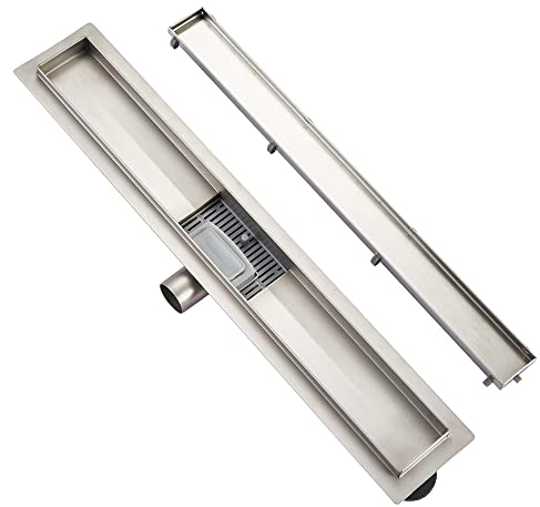 Plumbsys Canaleta de Ducha acero inoxidable 40cm,2 en 1 enlosable de doble cara，de Sifón con dispositivo desodorante y filtro de pelo, Canal de Drenaje de conjunto completo