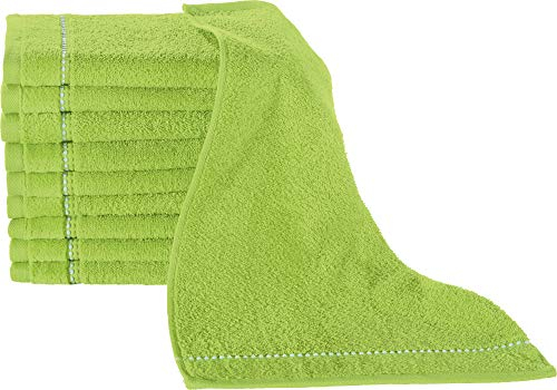Erwin Müller Walk-Frottier Gästetuch 10er-Pack Mannheim Uni apfelgrün Größe 30x50 cm - schnell trocknend und extra saugstark, kuschelig weich, farbenfroh, 100% Baumwolle