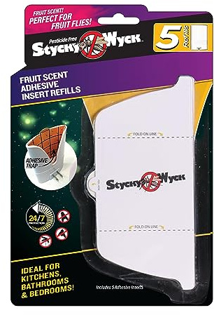 Stycky Wyck 5PCS Refills for Fruit Fly Sticky Traps, Fungus Gnat Traps Insect Trap for Plants Kitchen - Fruit Scented