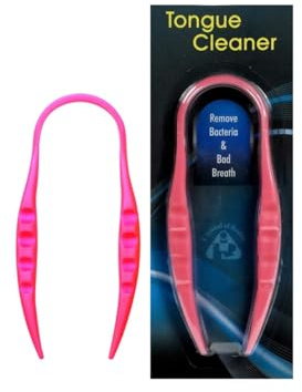 AARNAV Pink Plastic Tongue Cleaner Plastic Tongue Scraper Cleaners - Oral Dental Care | Bad Breath Remover (Pink)