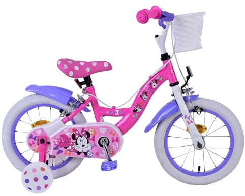 Disney Minnie Cutest Ever Vélo pour enfant 14 Rose – Sécurité et confort avec roues latérales amovibles et panier