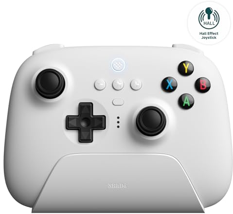 8Bitdo Ultimate 2.4G Wireless Controller, Hall Effect Joystick Update, Gaming Controller with Charging Dock for PC, Android, Steam Deck & Apple (White)