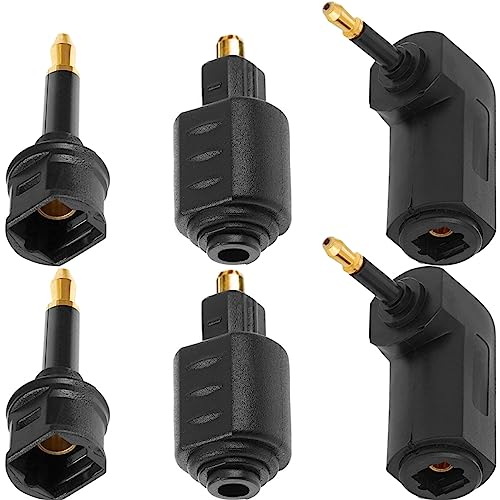 Xiatiaosann 6 Stück Optisches Toslink auf 3,5 mm Stecker, Mini-Toslink Audiokabel Adapter Digital Klinken Buchse, optischer Mini Anschluss, rechtwinkliger 90-Grad-Konverter für Toslink Mini-Toslink