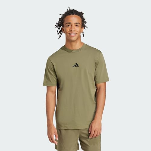 adidas Homme Essentials Small Logo Single Jersey Shirt, Olive strata/Black, XL