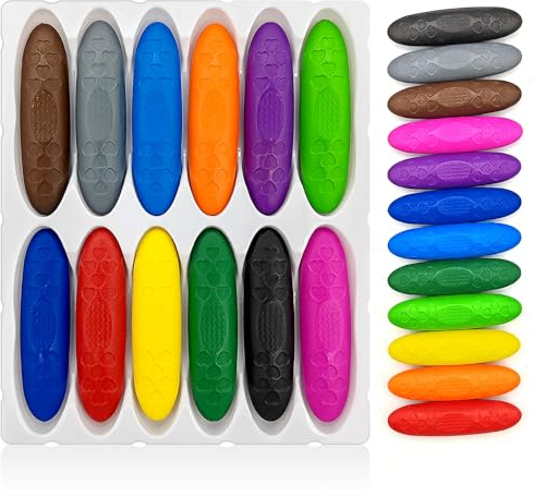 Gemtte Erdnuss Wachsmalstifte ab 3 Jahr für Kleinkinder, 12 Farben Kleinkinder Buntstifte, Baby Stifte Ungiftig, Leicht zu Halten, Waschbare Sichere Herzform Kleinkindmalstifte für Kinder Malz