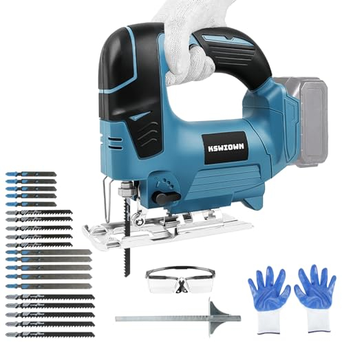 Akku Stichsäge für Makita 18V Mit Schaltsperre, 200-Watt-Motor mit 16.500 U/min, 135 mm Schnitttiefe in Holz, 23 mm Hubhöhe, Pendelhubstichsäge mit 20 Sägeblatt (ohne Akku)