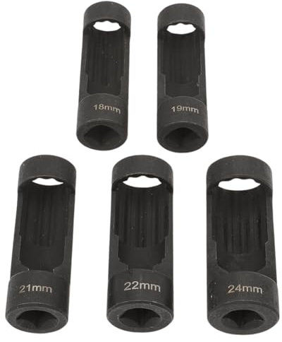 FanPaYY Muttern Stecknuss Federbein Stecknuss Werkzeug Stoßdämpfer-Einbauwerkzeug, 12 Punkt 1/2 Antrieb, 18 mm, 19 mm, 21 mm, 22 mm, 24 mm, Sechskantschlüssel 6496 VM Nummer 3353-5Stück
