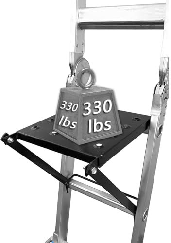 Ladder Work Platform System,Anti-Slip Extension Ladder Tool, Ladder Work Stand Holds 330 Pound(Black)