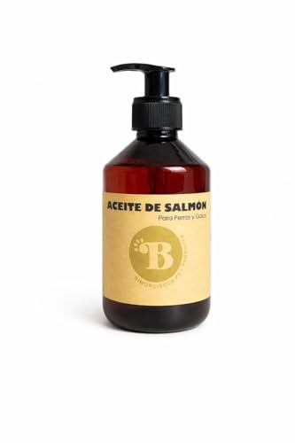 BIMORDISCOS Aceite de Salmón para Perros y Gatos | 250 ml | Rico en Omega 3 y 6 | Salud de Piel, Pelo y Articulaciones | Mejora el Sistema Inmune y Digestión | Suplementos para Perro | Dieta Barf