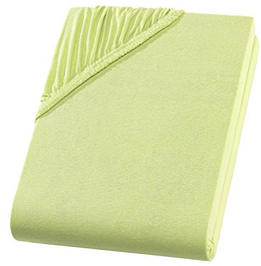 Spannbettlaken 90x200-100x200 cm Jersey Spannbetttuch 100% Baumwolle Bettlaken für Matratzen bis 25 cm Höhe, Komfort Spannbettlaken Apfelgrün