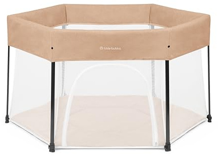 Ickle Bubba Fiesta Pop-Up Playpen for Baby & Toddlers – Foldable Baby Playpen with Padded Playmat, Breathable Mesh Sides, Zip Door, Carry Bag & 30-Second Setup for Indoor & Outdoor Use (Biscuit)
