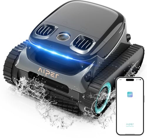 AIPER Robot Piscine Scuba S1 Pro 2025 sans Fil Fond, Parois et Ligne d’Eau, 180 Minutes d'Autonomie, Filtration 360°, Aspirateur Piscine pour Piscines Enterrées jusqu'à 200㎡