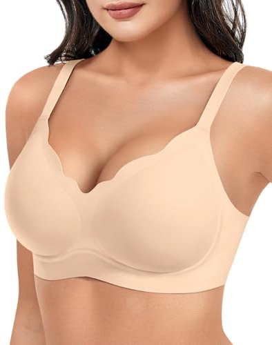 ZAAYO Dam-bh, hela kupor, utan bygel, sömlös, behå, djup V-ringning, vågig, vadderad bralette, push-up, behå, bygellös, med extra bh, förlängning