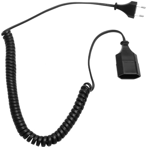 TNSLAND Cable Alargador en Espiral de 3,0 m, Cable Alargador de Corriente, Cable Alargador con Enchufe Plano para Televisores, Consolas de Videojuegos, Electrodomésticos, Oficinas y Uso en Exteriores