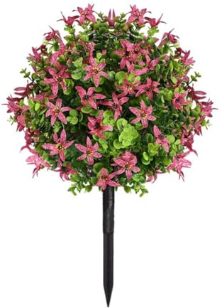 VRTYVEYBB Levande konstgjord buxbom-figurklippt boll med blommor – lätt