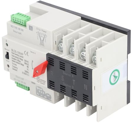 Sxhlseller Interruttore di Trasferimento Automatico a Doppia Alimentazione PC Cover Interruttore di Commutazione Generatore 4P con Commutazione Al Millisecondo per Sistemi a 220 V CA 1 di (100A)