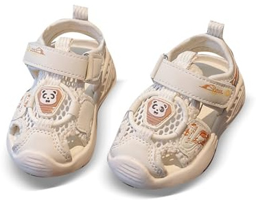 Sandali Bambino 28, Sandali da Spiaggia Sportivi in Rete Traspiranti ad Asciugatura Rapida per Bambini e Bambine Leggeri con Punta Chiusa Scarpe Sportive (White 15-18 Months)