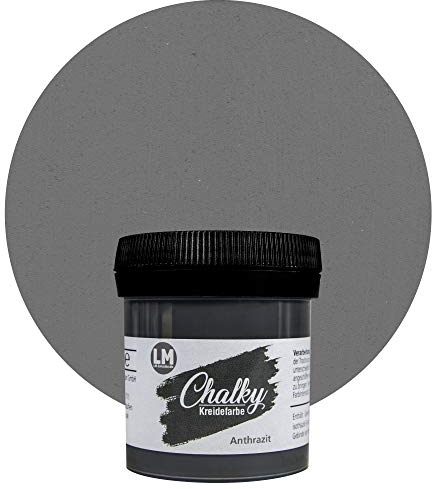 LM-Kreativ Chalky Kreidefarbe 100 ml (Anthrazit) - - Finish Kreide-Farbe für einen Vintage/Shabby-Chic-Look. Die Kreidefarben/Kalkfarbe sind auch als Holzfarbe verwendbar & trocken matt auf