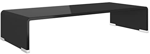 vidaXL TV-Glasaufsatz Tisch Monitor Erhöhung Glasbühne Podest Schwarz 60x25x11cm