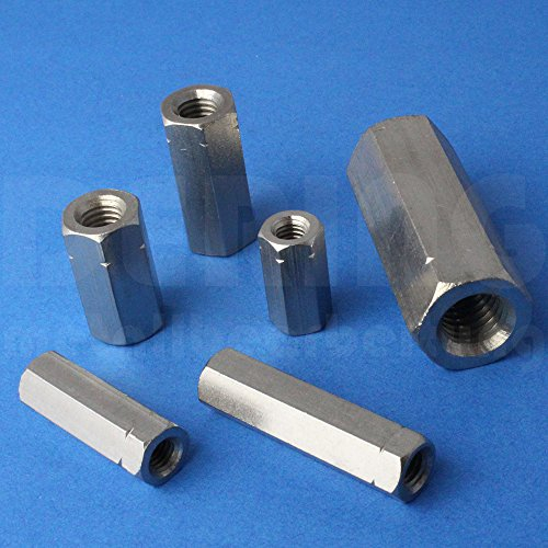 Gewindemuffen M6 X 30 Sechskant Edelstahl A2 (VPE = 25 Stück) | Sechskant-Muffen M6x30 | Langmuttern | Abstandshalter | Schildhalter | Verbindungsmuttern | Distanzmuttern | Verbindungsmuffen