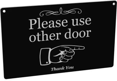 Reversible | Double Sided | Black and White 'Please use Other Door' Sign - Waterproof, UV Resistant, and Suitable for Long Term Outdoor Use | High Contrast and Easy to See