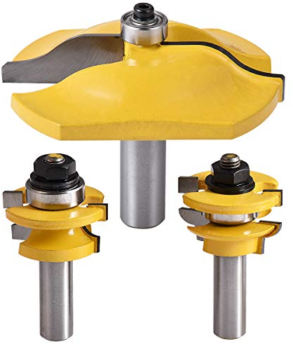 KATUR 3 PCS Juego de brocas de enrutador, vástago de puerta de 1/2 pulgada, riel de puerta y brocas de enrutador de estilo Herramienta de fresado de lengüeta de ranura de carburo de madera