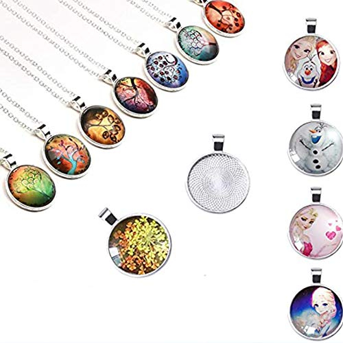 DAHI 60 pcs Anhänger LünetteTabletts und Glas cabochon glas Kuppel Fliesen klar Cameo (helles silber)