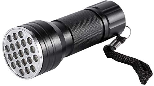 Ejoyous 21 LED Torce UV, Lampada a Torcia UV Con Luce Viola e Guscio Nero, Torcia a LED Per Banconote, Carte Di Credito, Valuta Autentica, Nero 395 nm