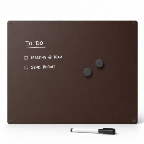 INOXLM Pizarra magnética de pared borrable de acero, marrón 60 x 44 cm, pizarra para imanes ideal para casa y oficina, rotulador blanco incluido - Made in Italy