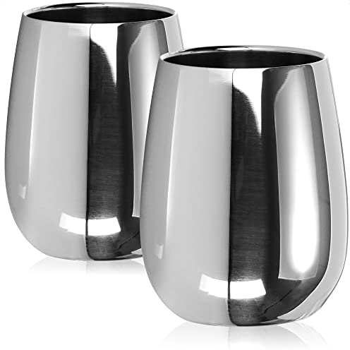 com-four® 2x Copas para beber de acero inoxidable - Copa de vino de alto brillo 200 ml - Copa de acero inoxidable para llevar (2 piezas - 200ml alto brillo)