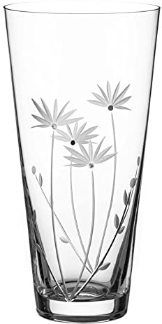 DIAMANTE Swarovski Crystal glass Vase Bloom - Hand Cut Flower Botanical Decoration with Swarovski Crystals - 25cm in gift box