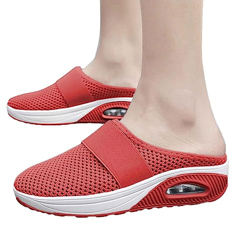 Fulenyi Cojín de aire para mujer, sin cordones, ortopédicos, para diabéticos, para senderismo, zapatillas de deporte para mujer, transpirables, con soporte para el arco del pie, de punto, para el