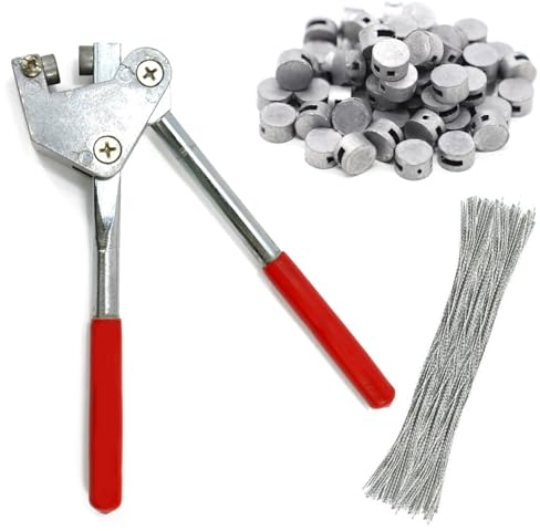 Juego de Alicates de Sellado, 165 mm Herramienta de Sellado de Seguridad, con 80 Precintos de Plomo (10 mm), 80 Alambres de Precinto (170 mm) para Contadores de Agua