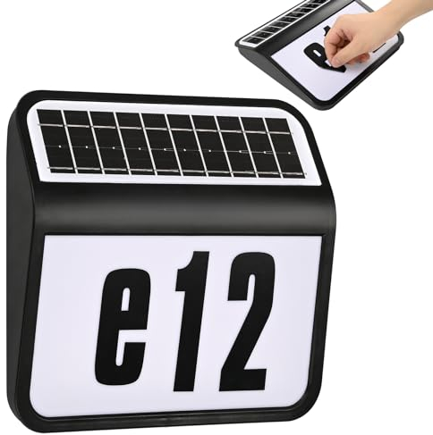LARS360 LED Solar Hausnummer Edelstahl Solarlampe Außen Wandleuchte Hausnummernleuchte Beleuchtet 2 LED mit Dämmerungsschalter IP65 (Schwarz)